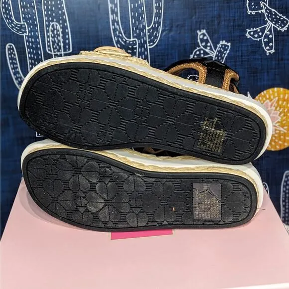 Kate Spade Acapulco Raffia Platform Sandals Natural Gingerbread Women's Size 9B