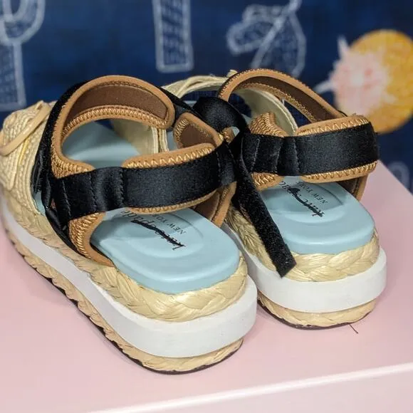 Kate Spade Acapulco Raffia Platform Sandals Natural Gingerbread Women's Size 9B