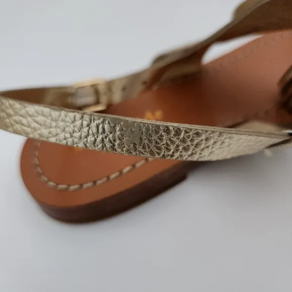 Kate Spade Carlita gold leather slingback sandals tassel 7.5 M