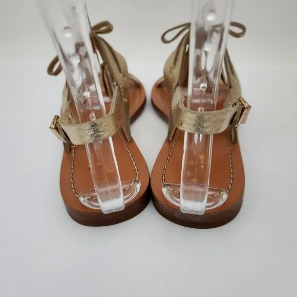 Kate Spade Carlita gold leather slingback sandals tassel 7.5 M