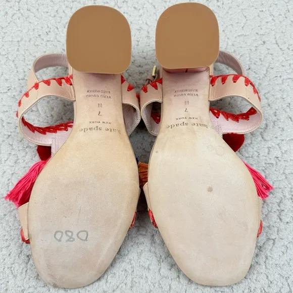Kate Spade Central Too Moroccan Tassel Pom Pom Sandals Heels
