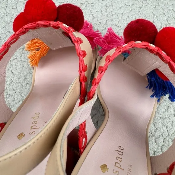 Kate Spade Central Too Moroccan Tassel Pom Pom Sandals Heels