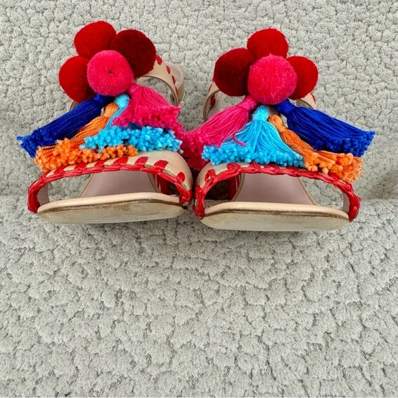 Kate Spade Central Too Moroccan Tassel Pom Pom Sandals Heels