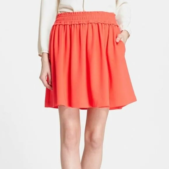 Kate Spade Crepe Gathered Skirt Geranium Pink M
