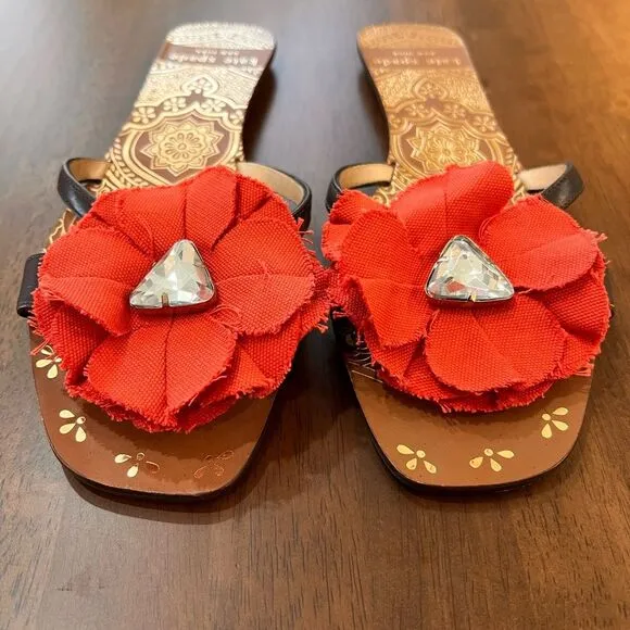 Kate Spade flower/ Jewel stone Flat sandals Size 11M Modern Romantic Cute
