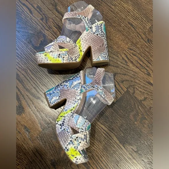Kate Spade Grace snakeskin platform sandal heel summer size 7.5