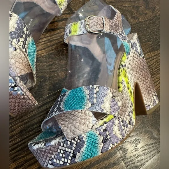 Kate Spade Grace snakeskin platform sandal heel summer size 7.5