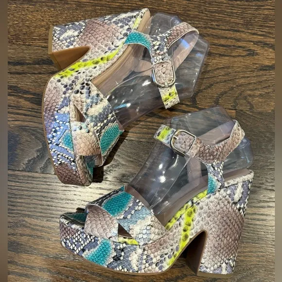 Kate Spade Grace snakeskin platform sandal heel summer size 7.5