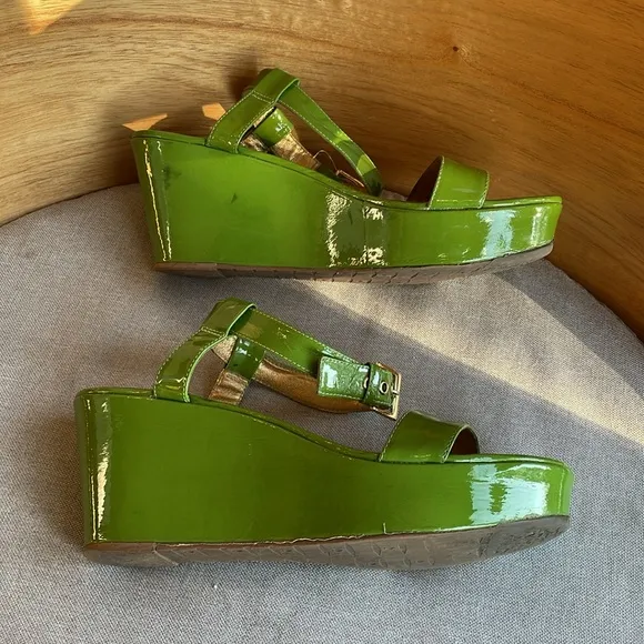 Kate Spade Green Platform Wedge Sandals