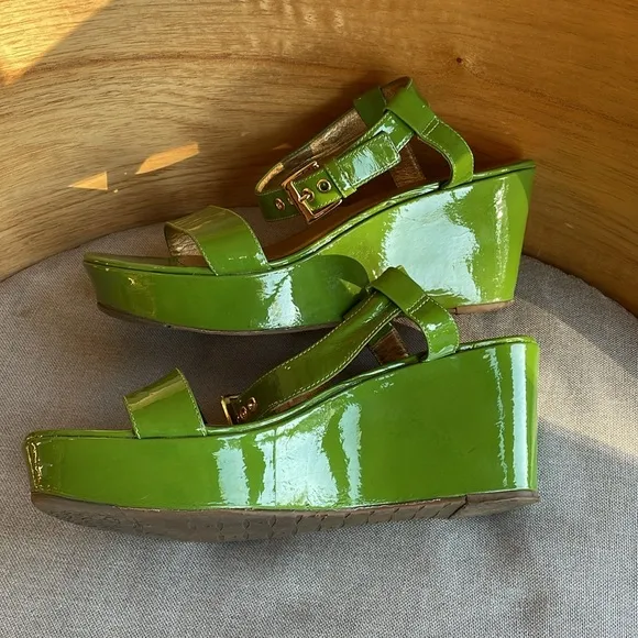 Kate Spade Green Platform Wedge Sandals