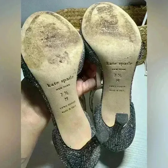 Kate Spade ♠️ Ines Glitter Heel Sandals Made in Italy