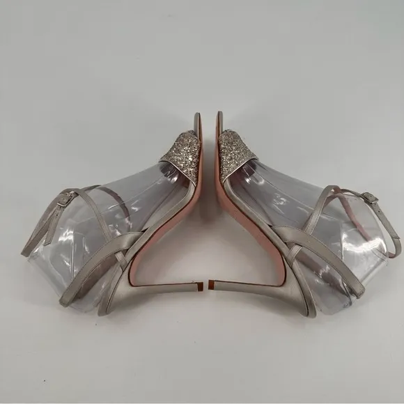 Kate Spade Ismar Silver Glitter Sandals Heels Size 7
