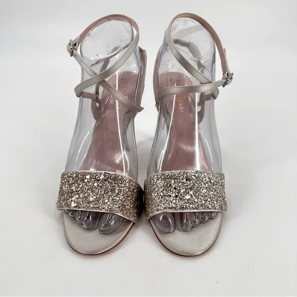 Kate Spade Ismar Silver Glitter Sandals Heels Size 7