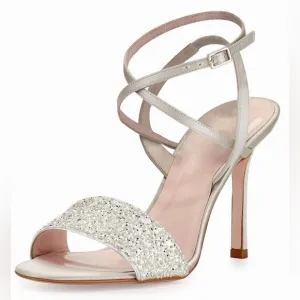 Kate Spade Ismar Silver Glitter Sandals Heels Size 7