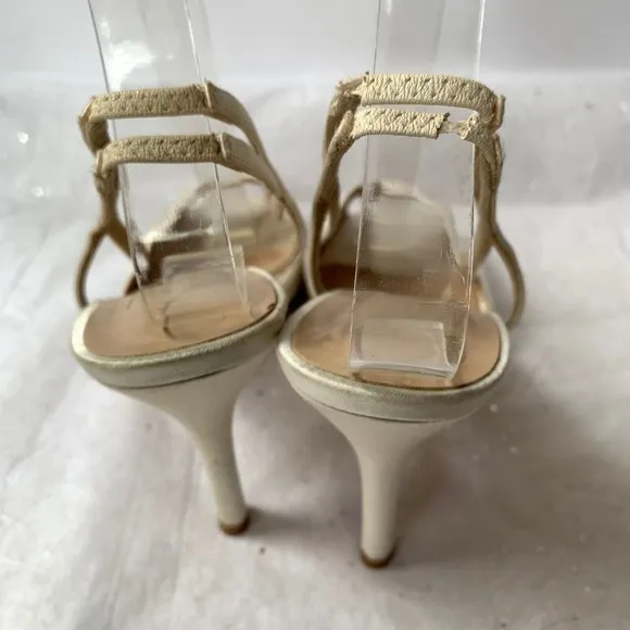 Kate Spade New York Ivory Bridal Wedding Slingback Sandals Peep Toe - Size 6.5