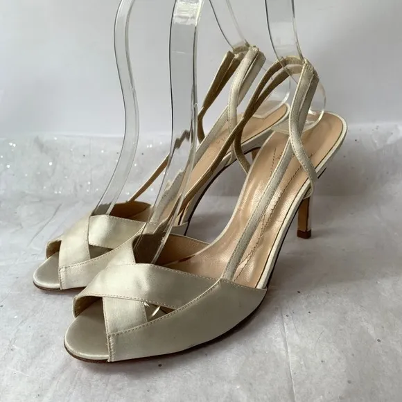 Kate Spade New York Ivory Bridal Wedding Slingback Sandals Peep Toe - Size 6.5