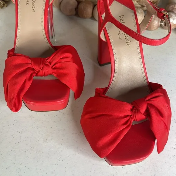 kate spade new york Lucie Platform Dress Sandals flame scarlet Sz 9.5