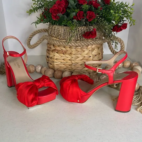 kate spade new york Lucie Platform Dress Sandals flame scarlet Sz 9.5
