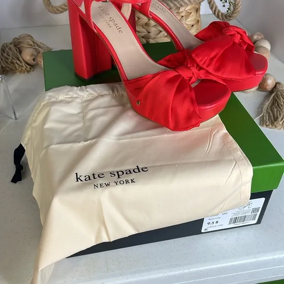 kate spade new york Lucie Platform Dress Sandals flame scarlet Sz 9.5