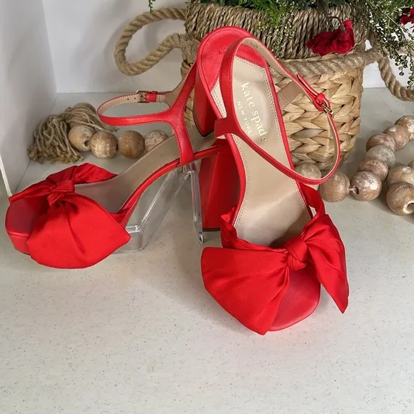 kate spade new york Lucie Platform Dress Sandals flame scarlet Sz 9.5
