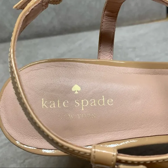 Kate Spade Tallin powder patent wedge cork sandals