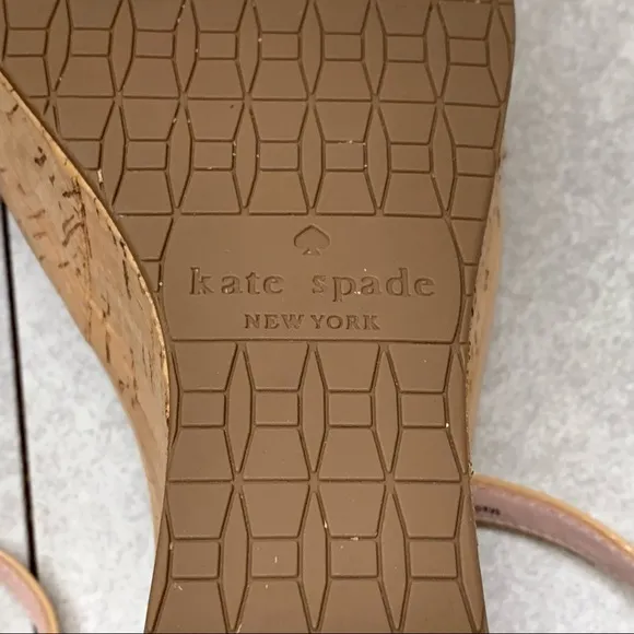 Kate Spade Tallin powder patent wedge cork sandals