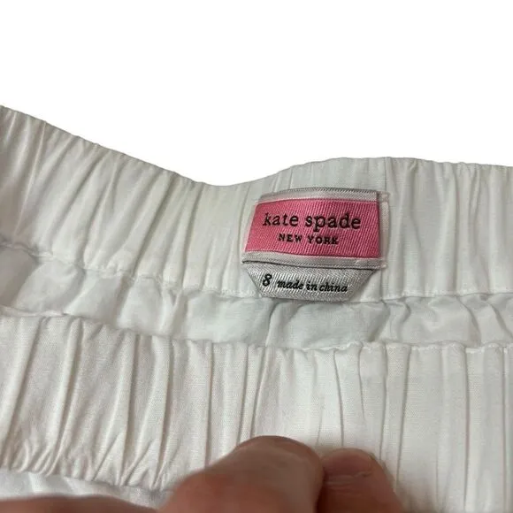 Kate Spade Tiered White Poplin  Midi Skirt‎ Size 8