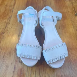 Kate Spade‎ Tomas Bone Light Pink Leather  &amp; Cork Wedge Sandals Women's
