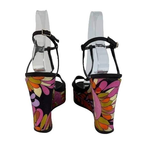 Kate Spade Wedge Heel Retro Sandals Floral Heels Beautiful Paisley Vintage