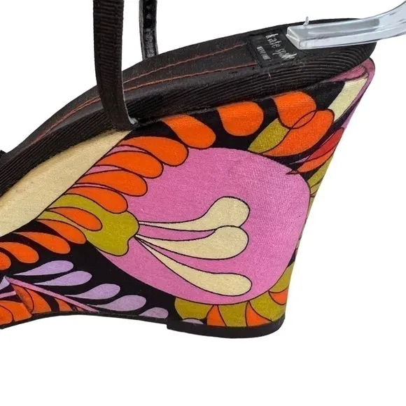 Kate Spade Wedge Heel Retro Sandals Floral Heels Beautiful Paisley Vintage