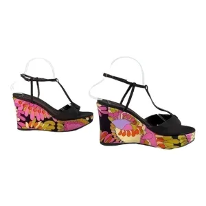Kate Spade Wedge Heel Retro Sandals Floral Heels Beautiful Paisley Vintage