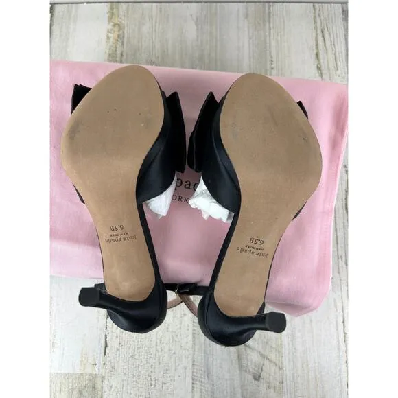 Kate Spade womens 6.5 Bridal Bow black satin platform sandals pump new