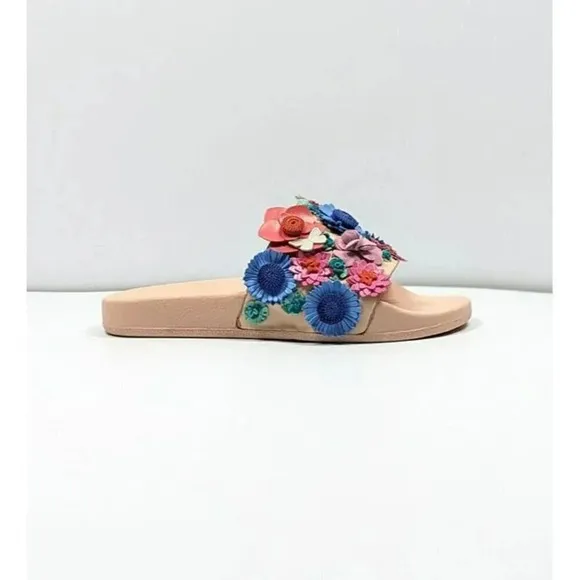 Kate Spade Women's Skye Floral Leather Pool Slide Sandals Size 5 M (MSRP $175)
