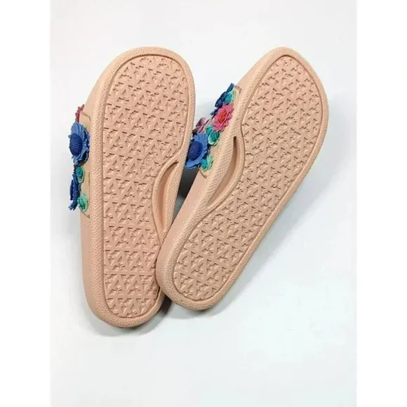 Kate Spade Women's Skye Floral Leather Pool Slide Sandals Size 5 M (MSRP $175)