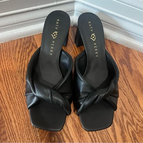 Katy Perry Twisted Heeled Sandals The Tooliped Black Size 10M