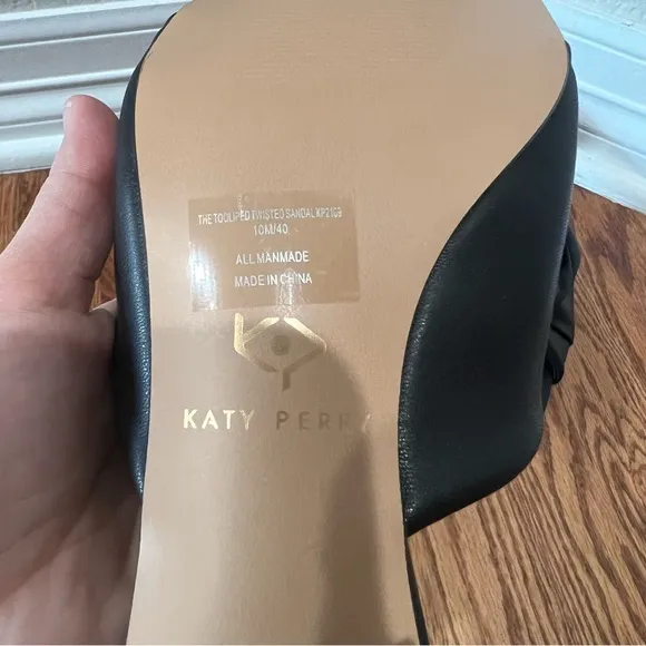 Katy Perry Twisted Heeled Sandals The Tooliped Black Size 10M