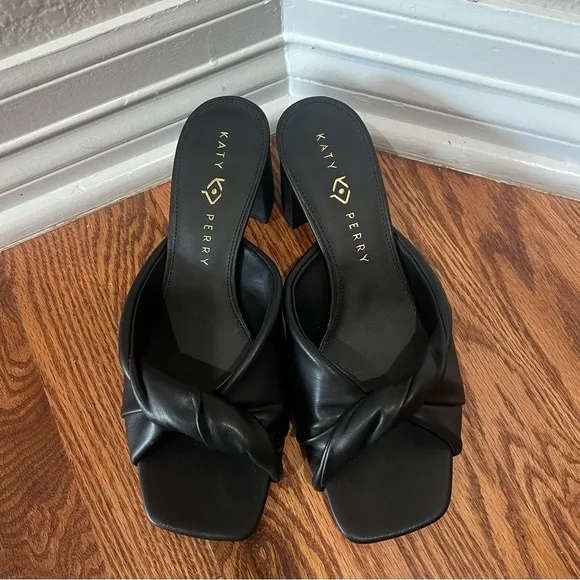 Katy Perry Twisted Heeled Sandals The Tooliped Black Size 10M