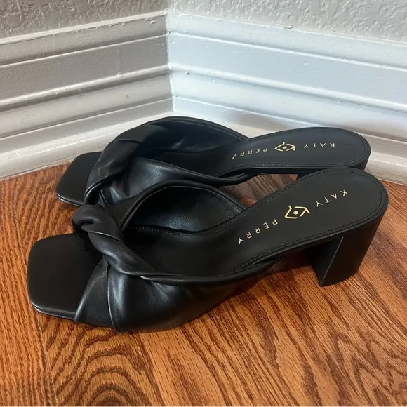 Katy Perry Twisted Heeled Sandals The Tooliped Black Size 10M