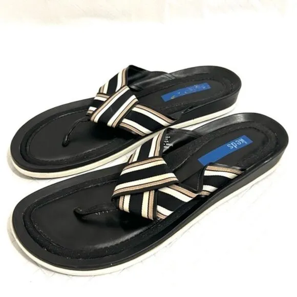 Keds Flip Flop Thong Sandals Striped Ribbon Straps Minimalist Casual Size 9