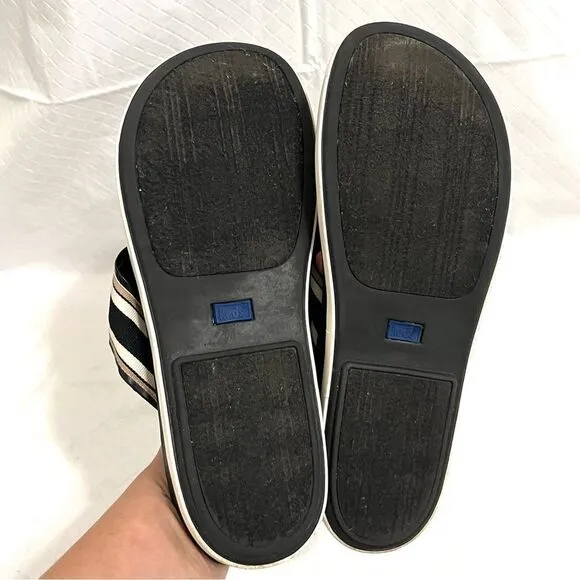 Keds Flip Flop Thong Sandals Striped Ribbon Straps Minimalist Casual Size 9