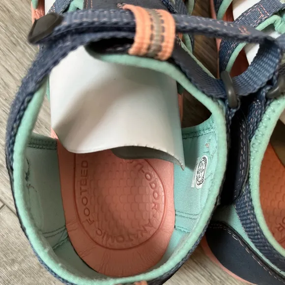 Keen Big Kids Youth Seacamp II CNX Sandals Size 6 Slate Blue with Aqua &amp; Pink