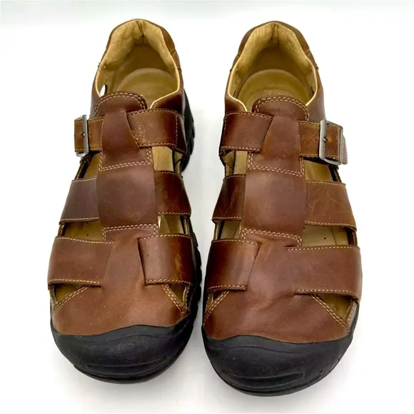 Keen Fishermen Leather Sandals Buckle Closed Toe Buckle Brown XT 1104