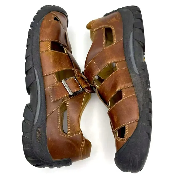 Keen Fishermen Leather Sandals Buckle Closed Toe Buckle Brown XT 1104