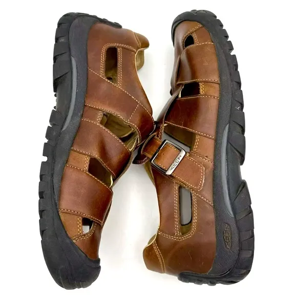 Keen Fishermen Leather Sandals Buckle Closed Toe Buckle Brown XT 1104