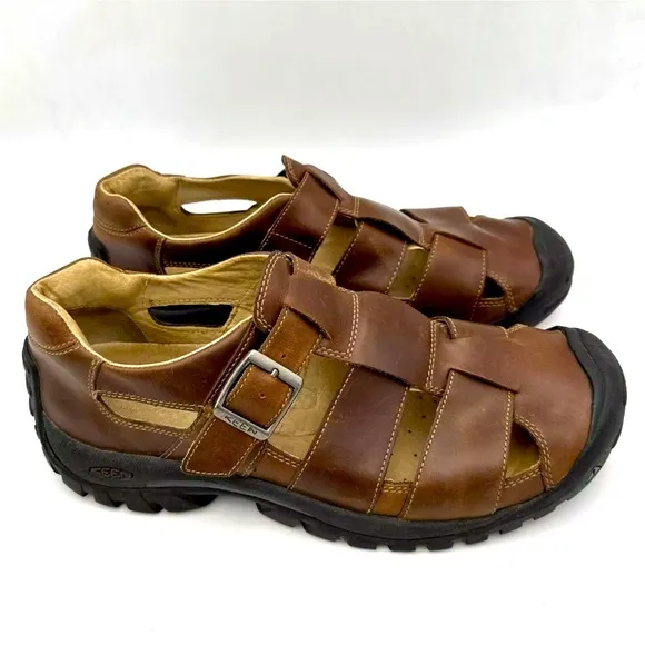 Keen Fishermen Leather Sandals Buckle Closed Toe Buckle Brown XT 1104