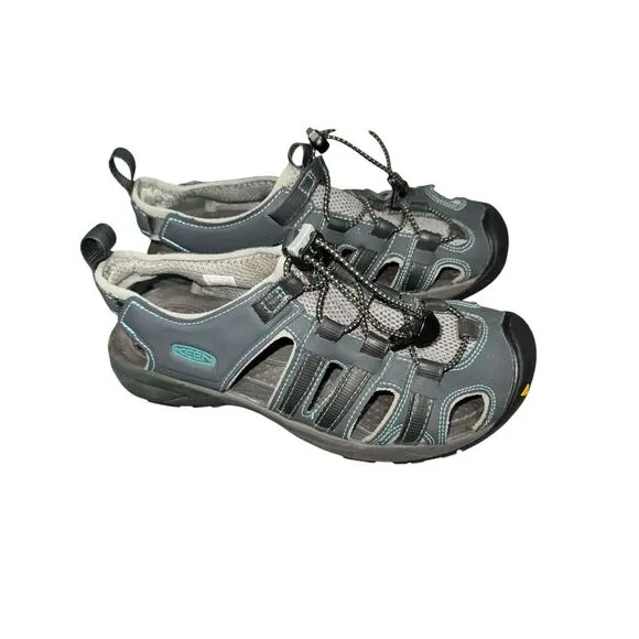 KEEN Turia Womens Outdoor Adventure‎ Sandals Hiking Water Shoes Gray Teal