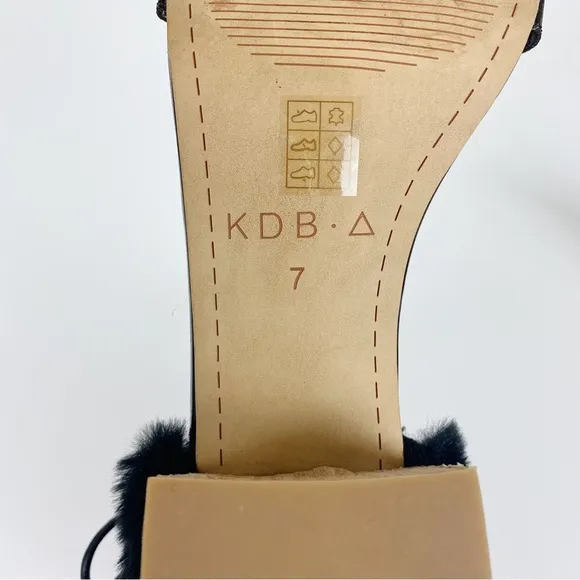 Kelsi Dagger Brooklyn Sam Faux Fur Lace Up Block Heel Sandals Size 7