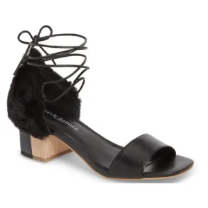 Kelsi Dagger Brooklyn Sam Faux Fur Lace Up Block Heel Sandals Size 7