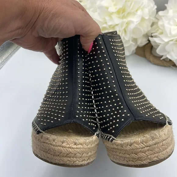 Kenneth Cole, New York, Olivia 3 gold, studs, braided sandals wedge size 6.5