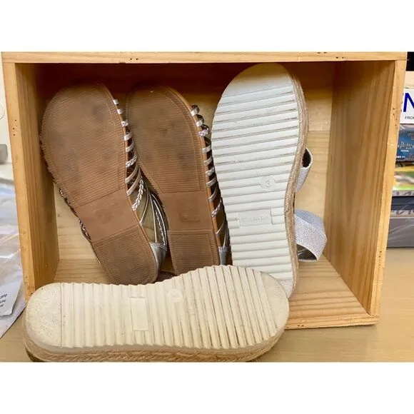 Kids Steve Madden Slvr Kimmie Flatform SZ 3 ALDO Slvr Nydaullan SZ 2 Sandal Bndl